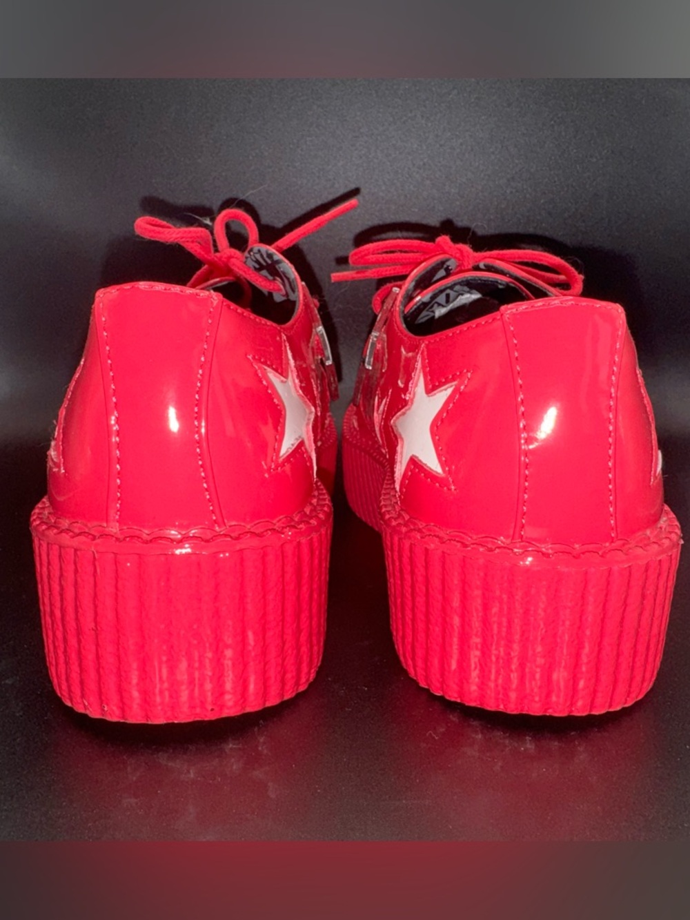 SOLD. T.U.K. Hot Pink Creepers Size 7 Patent Leather Platform - Picture 8 of 17